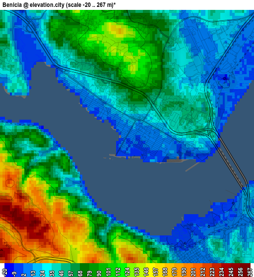 Benicia elevation map