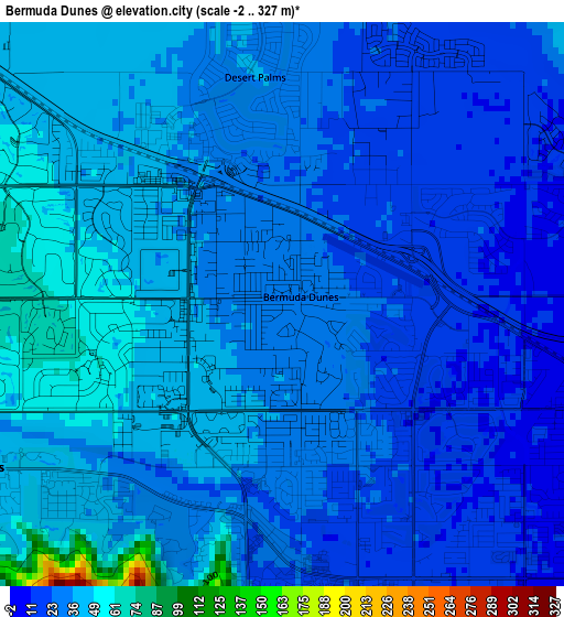 Bermuda Dunes elevation map