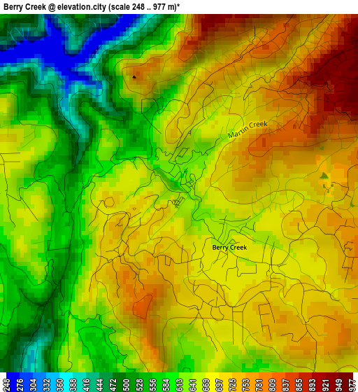 Berry Creek elevation map