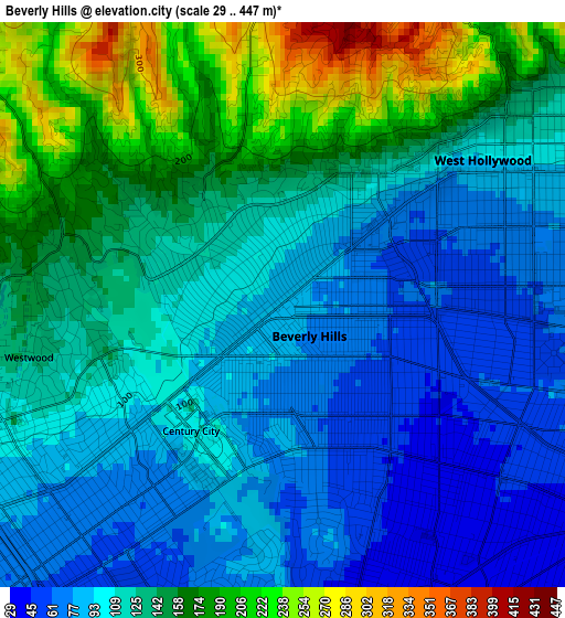 Beverly Hills elevation map