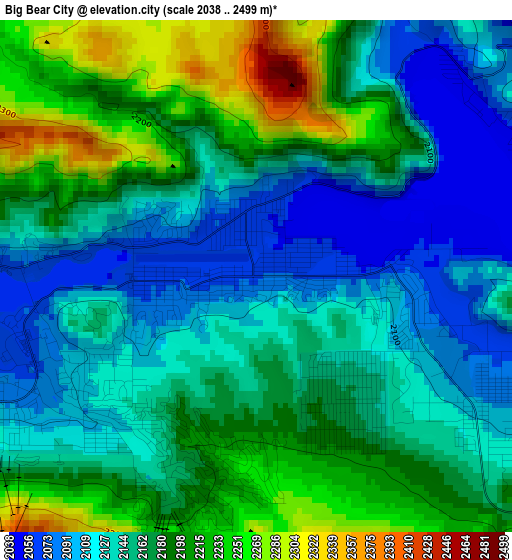 Big Bear City elevation map