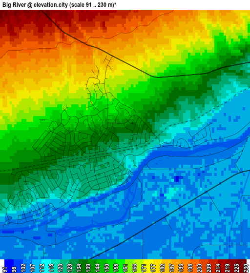 Big River elevation map