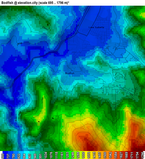 Bodfish elevation map