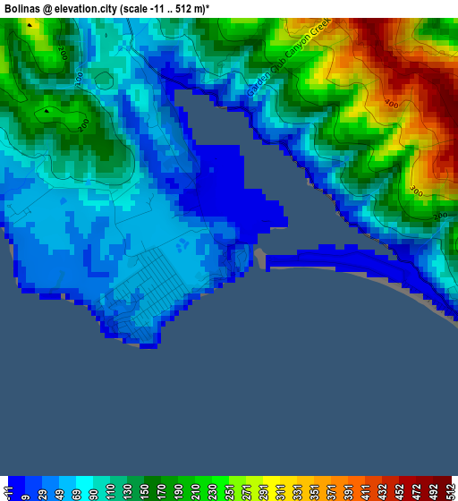 Bolinas elevation map