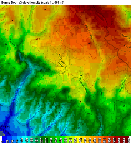 Bonny Doon elevation map