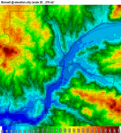 Bonsall elevation map