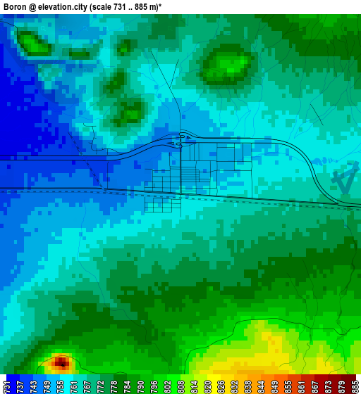 Boron elevation map