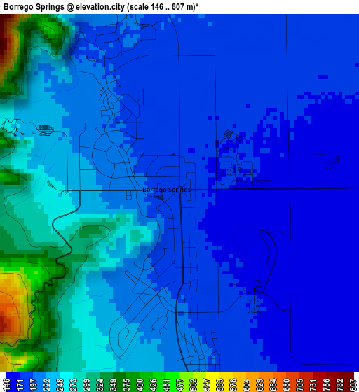 Borrego Springs elevation map