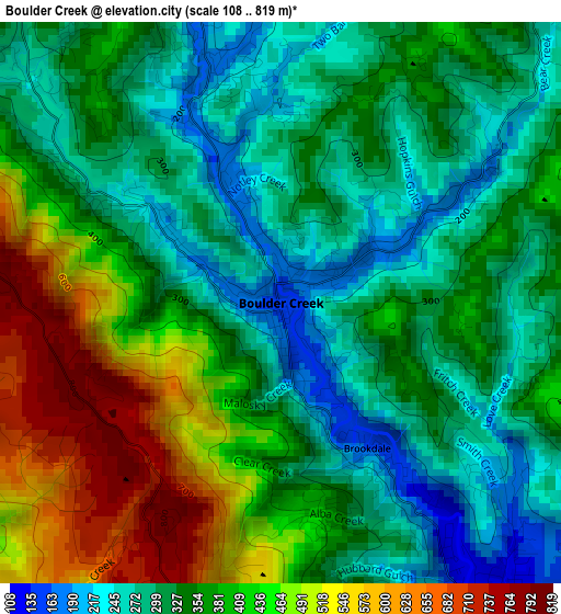 Boulder Creek elevation map