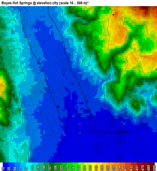 Boyes Hot Springs elevation map