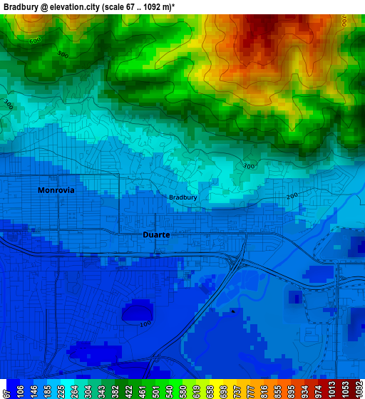 Bradbury elevation map