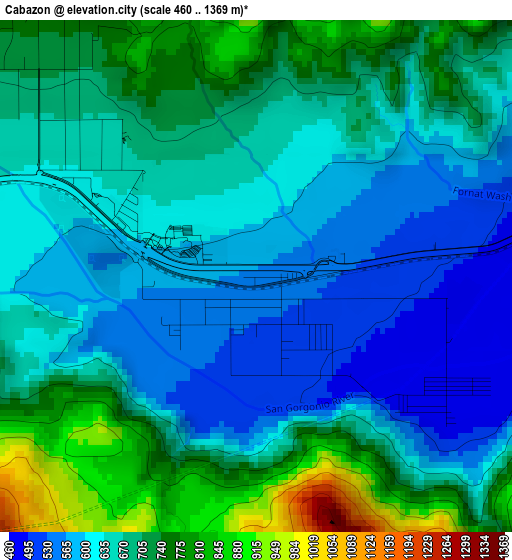 Cabazon elevation map