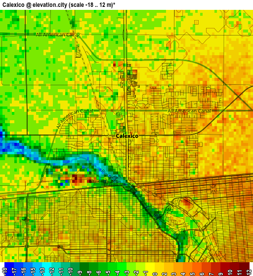 Calexico elevation map