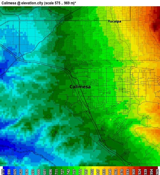 Calimesa elevation map