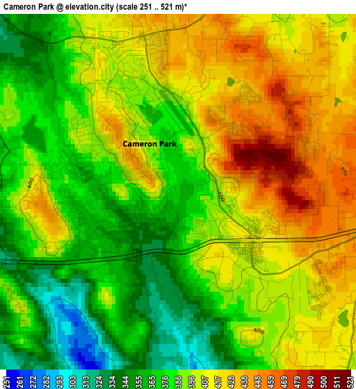 Cameron Park elevation map