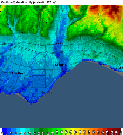 Capitola elevation map