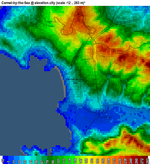 Carmel-by-the-Sea elevation map