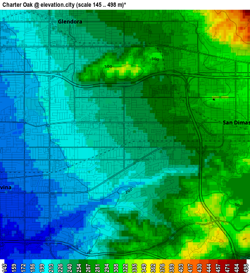 Charter Oak elevation map