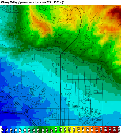 Cherry Valley elevation map