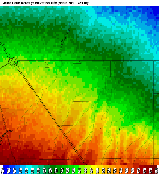 China Lake Acres elevation map