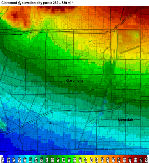 Claremont elevation map