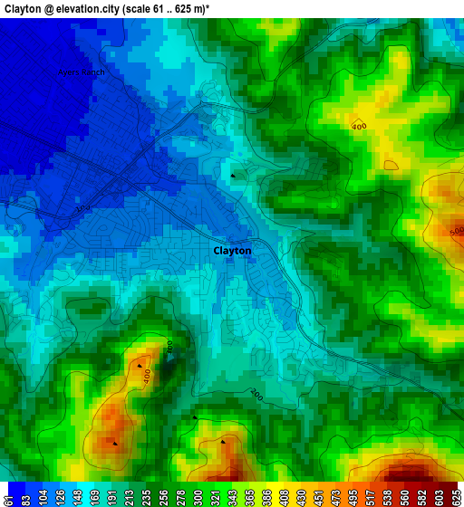 Clayton elevation map