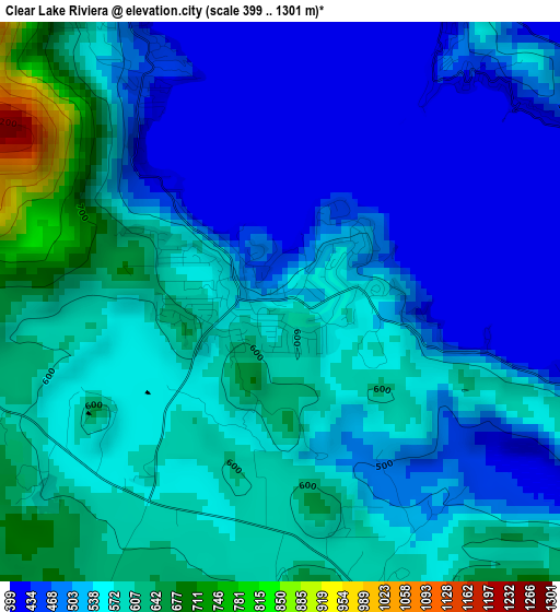 Clear Lake Riviera elevation map