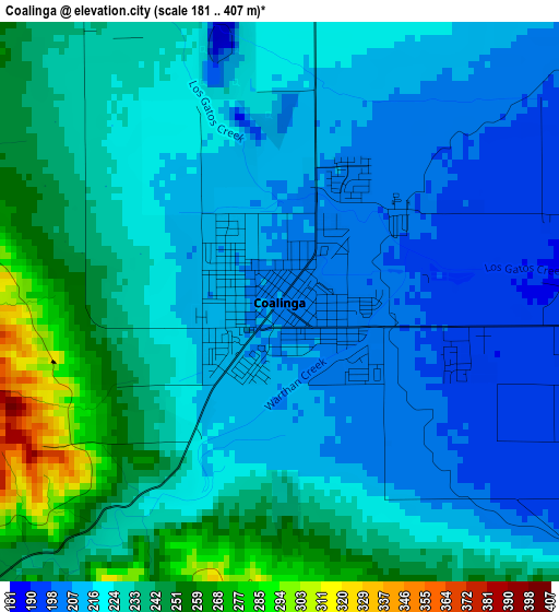 Coalinga elevation map