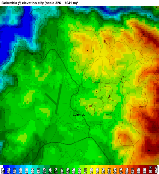 Columbia elevation map