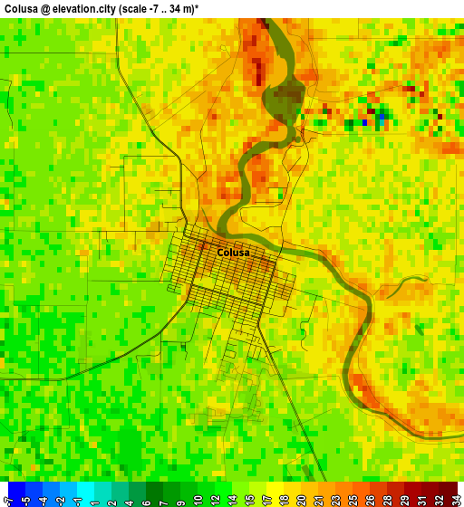 Colusa elevation map