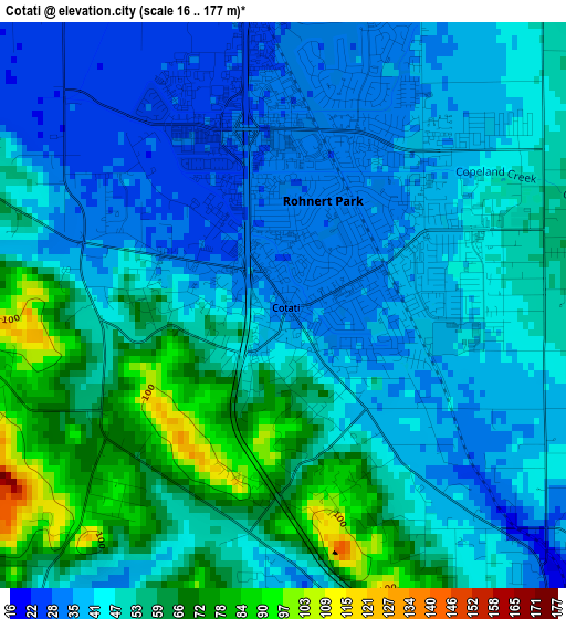 Cotati elevation map