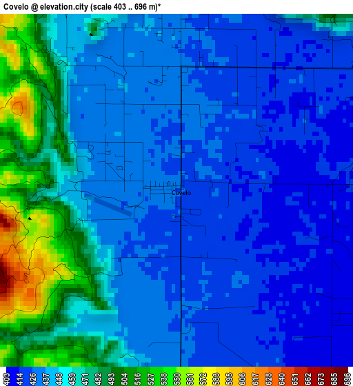 Covelo elevation map