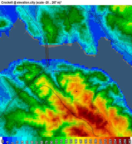 Crockett elevation map