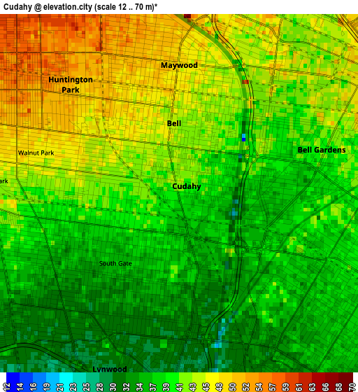 Cudahy elevation map