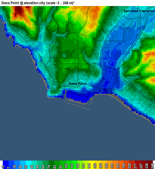 Dana Point elevation map