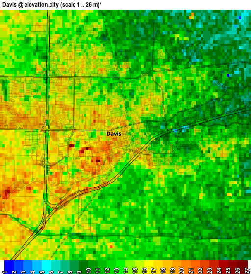 Davis elevation map