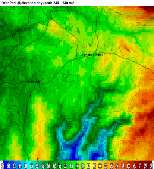 Deer Park elevation map