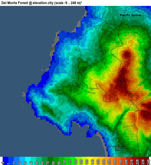 Del Monte Forest elevation map