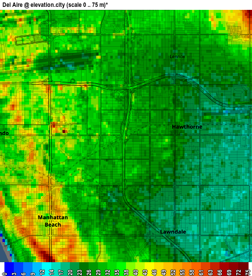 Del Aire elevation map