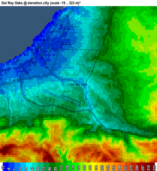 Del Rey Oaks elevation map