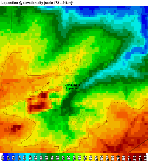 Lopandino elevation map