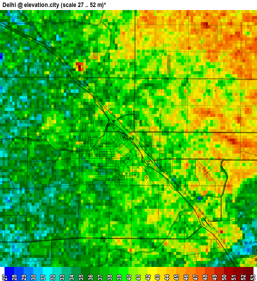 Delhi elevation map