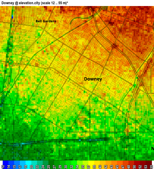 Downey elevation map