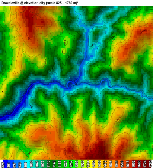 Downieville elevation map