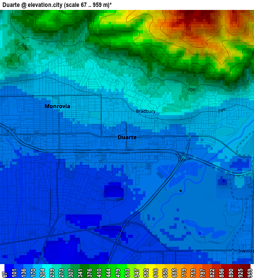 Duarte elevation map