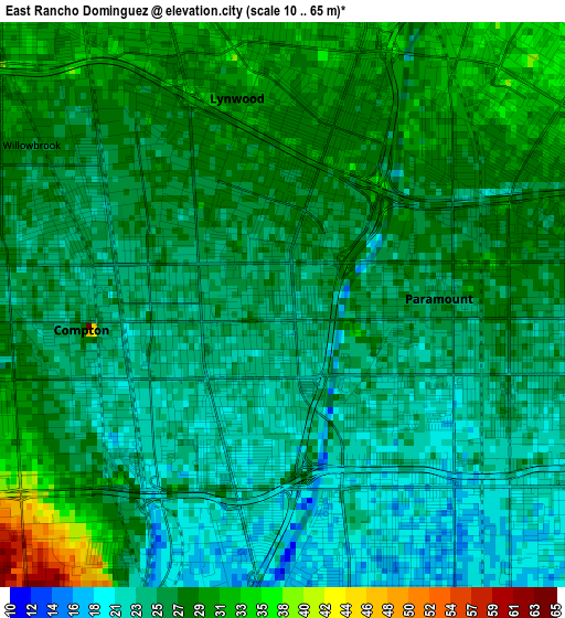 East Rancho Dominguez elevation map