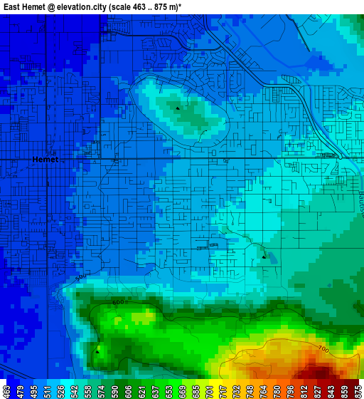 East Hemet elevation map