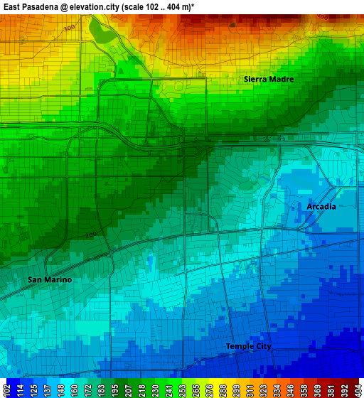 East Pasadena elevation map