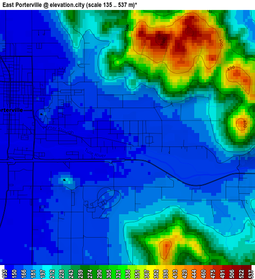 East Porterville elevation map