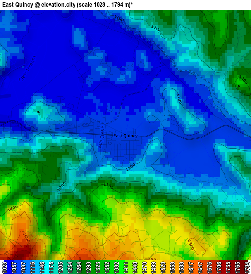 East Quincy elevation map